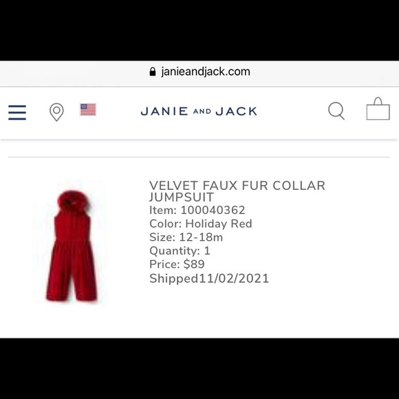 Janie Jack Girls Red Velvet Jumpsuit 